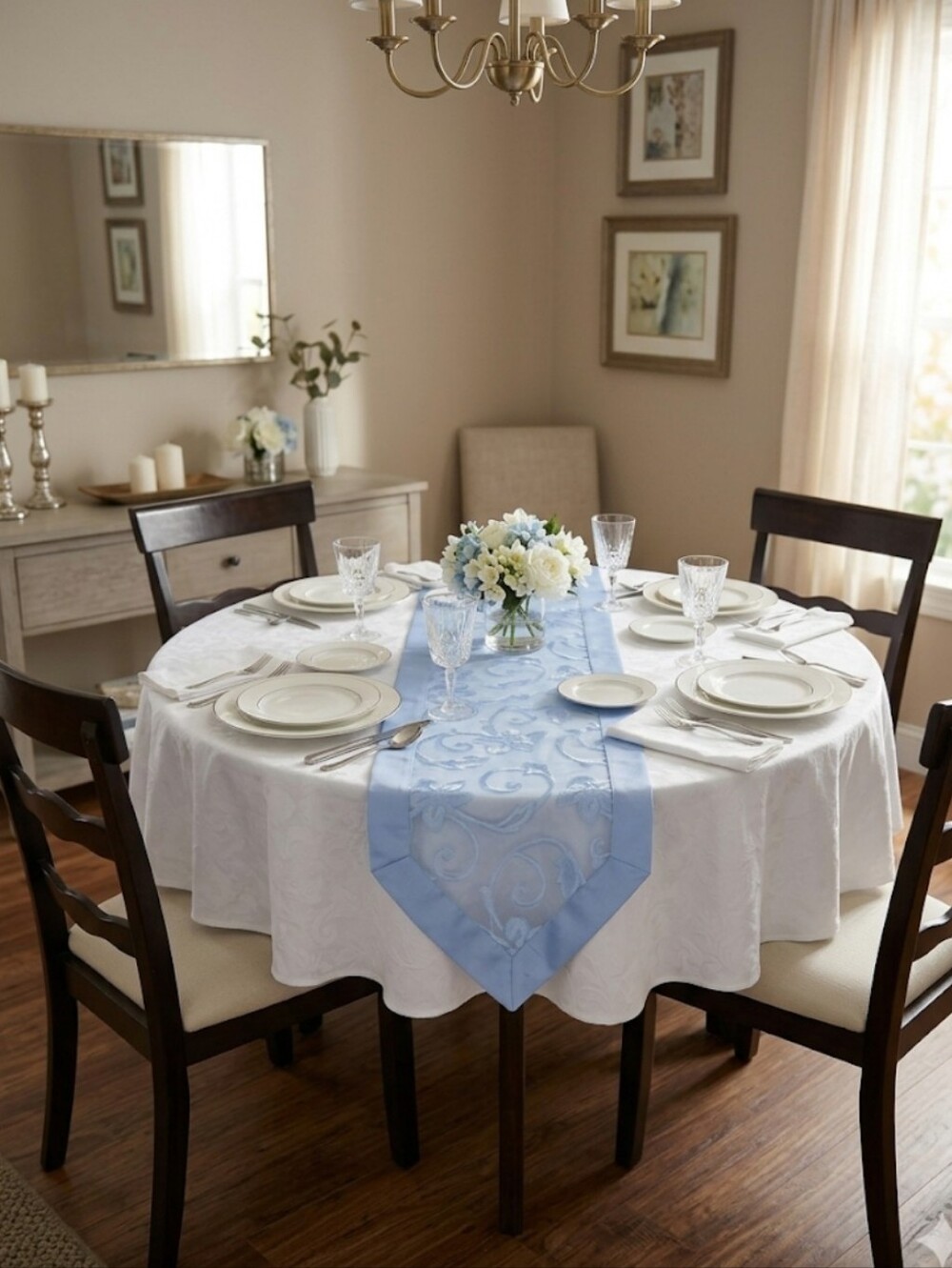Blue Sheer Pattern Table Runner - Picture 8 of 8